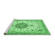 Sideview of Machine Washable Persian Emerald Green Traditional Area Rugs, wshtr4663emgrn