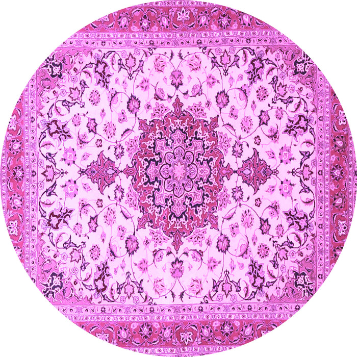 Round Machine Washable Persian Purple Traditional Area Rugs, wshtr4663pur