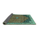 Sideview of Medallion Turquoise Traditional Rug, tr4664turq