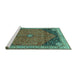 Sideview of Machine Washable Medallion Turquoise Traditional Area Rugs, wshtr4664turq