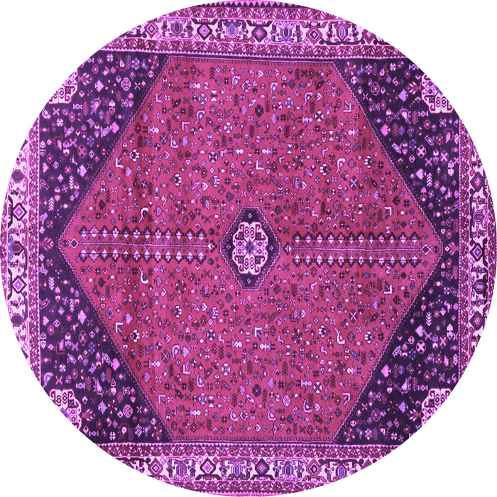 Round Machine Washable Medallion Purple Traditional Area Rugs, wshtr4664pur