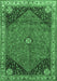 Machine Washable Medallion Emerald Green Traditional Area Rugs, wshtr4664emgrn