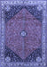 Machine Washable Medallion Blue Traditional Rug, wshtr4664blu