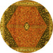 Round Medallion Yellow Traditional Rug, tr4664yw