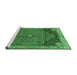 Sideview of Machine Washable Medallion Emerald Green Traditional Area Rugs, wshtr4664emgrn