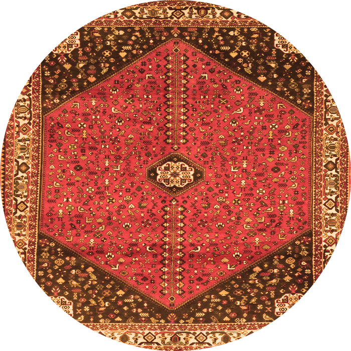 Square Medallion Orange Traditional Rug, tr4664org