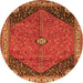 Square Medallion Orange Traditional Rug, tr4664org