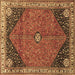 Square Medallion Brown Traditional Rug, tr4664brn