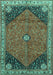 Machine Washable Medallion Turquoise Traditional Area Rugs, wshtr4664turq