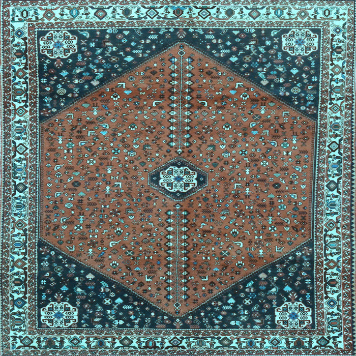 Square Medallion Light Blue Traditional Rug, tr4664lblu
