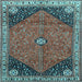 Square Medallion Light Blue Traditional Rug, tr4664lblu