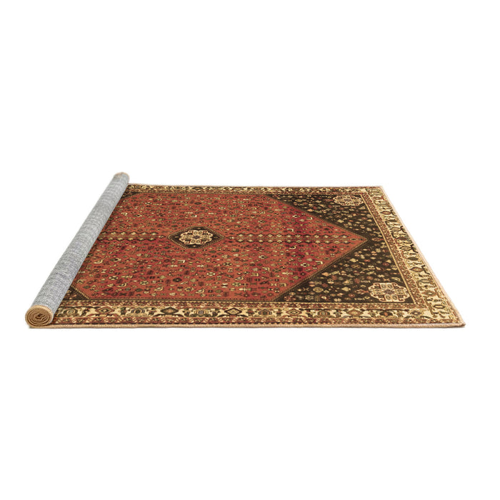 Sideview of Machine Washable Medallion Brown Traditional Rug, wshtr4664brn