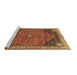 Sideview of Machine Washable Medallion Brown Traditional Rug, wshtr4664brn