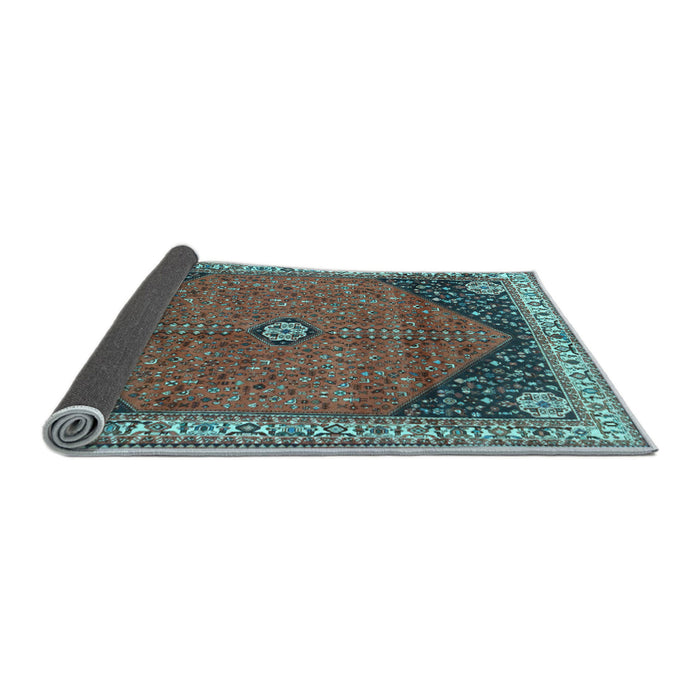 Sideview of Medallion Light Blue Traditional Rug, tr4664lblu