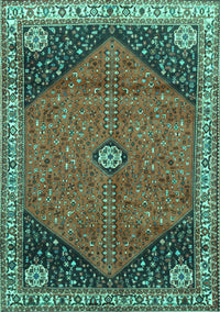 Medallion Turquoise Traditional Rug, tr4664turq