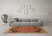 Machine Washable Medallion Brown Traditional Rug in a Living Room,, wshtr4664brn