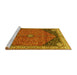 Sideview of Machine Washable Medallion Yellow Traditional Rug, wshtr4664yw