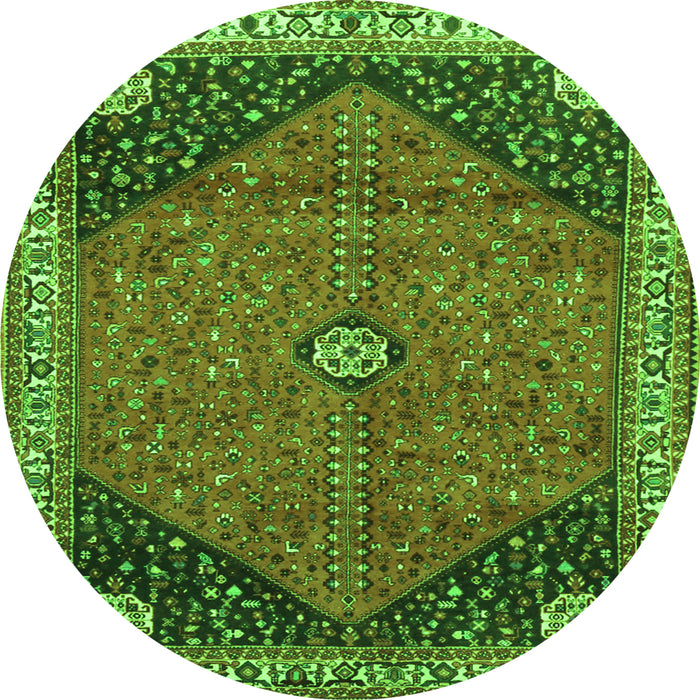 Square Medallion Green Traditional Rug, tr4664grn