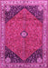 Machine Washable Medallion Pink Traditional Rug, wshtr4664pnk