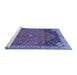 Sideview of Machine Washable Medallion Blue Traditional Rug, wshtr4664blu