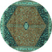 Round Medallion Turquoise Traditional Rug, tr4664turq