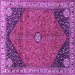 Square Machine Washable Medallion Purple Traditional Area Rugs, wshtr4664pur