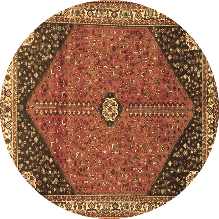 Round Machine Washable Medallion Brown Traditional Rug, wshtr4664brn