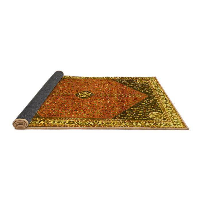 Sideview of Medallion Yellow Traditional Rug, tr4664yw
