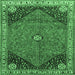 Square Machine Washable Medallion Emerald Green Traditional Area Rugs, wshtr4664emgrn