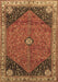 Machine Washable Medallion Brown Traditional Rug, wshtr4664brn
