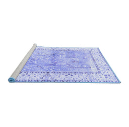 Sideview of Machine Washable Animal Blue Traditional Rug, wshtr4665blu