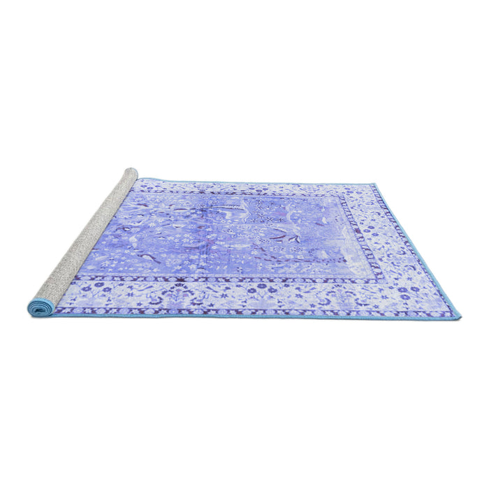 Sideview of Machine Washable Animal Blue Traditional Rug, wshtr4665blu