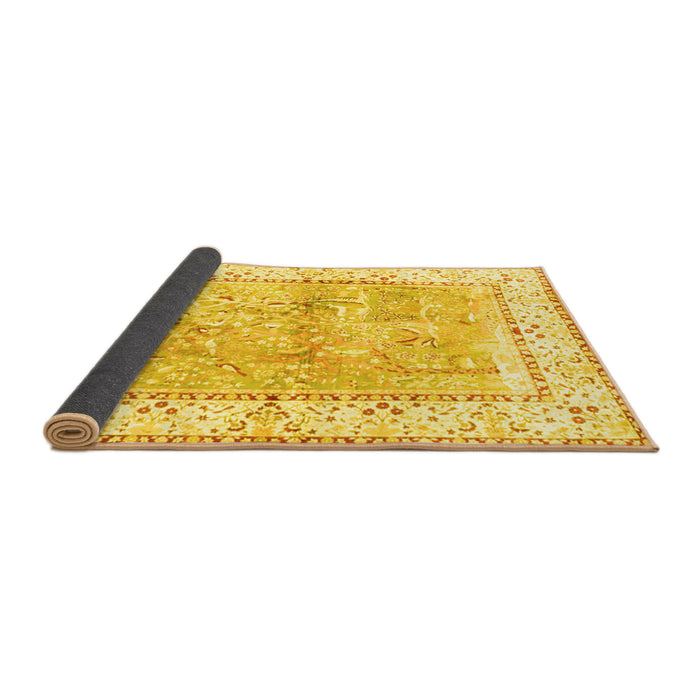 Sideview of Animal Yellow Traditional Rug, tr4665yw