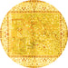 Round Animal Yellow Traditional Rug, tr4665yw