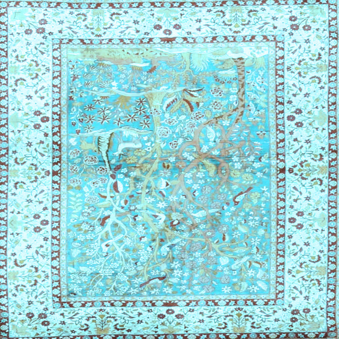 Square Animal Light Blue Traditional Rug, tr4665lblu
