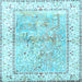 Square Animal Light Blue Traditional Rug, tr4665lblu