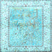 Square Machine Washable Animal Light Blue Traditional Rug, wshtr4665lblu