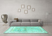 Machine Washable Animal Turquoise Traditional Area Rugs in a Living Room,, wshtr4665turq