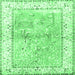Square Machine Washable Animal Emerald Green Traditional Area Rugs, wshtr4665emgrn