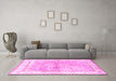 Machine Washable Animal Pink Traditional Rug in a Living Room, wshtr4665pnk