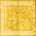 Square Animal Yellow Traditional Rug, tr4665yw