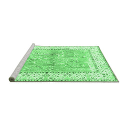 Sideview of Machine Washable Animal Emerald Green Traditional Area Rugs, wshtr4665emgrn