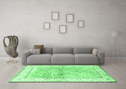 Machine Washable Animal Emerald Green Traditional Area Rugs in a Living Room,, wshtr4665emgrn