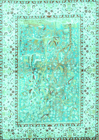 Animal Turquoise Traditional Rug, tr4665turq