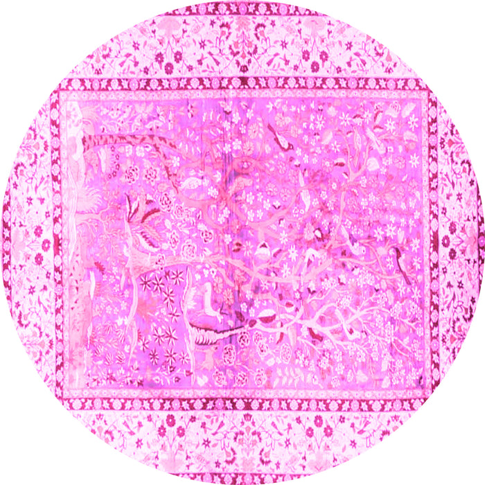 Round Animal Pink Traditional Rug, tr4665pnk
