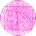 Round Animal Pink Traditional Rug, tr4665pnk