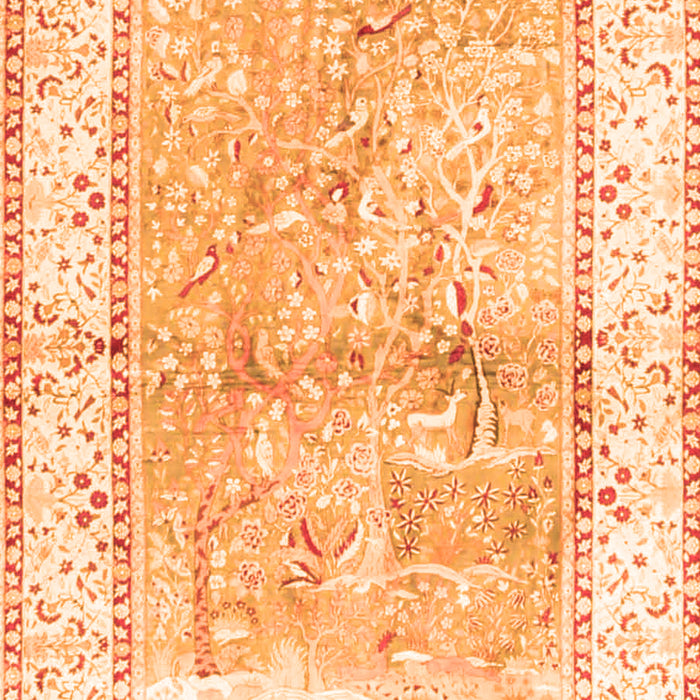 Serging Thickness of Machine Washable Animal Orange Traditional Area Rugs, wshtr4665org