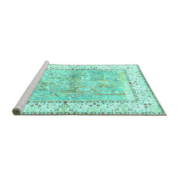 Sideview of Machine Washable Animal Turquoise Traditional Area Rugs, wshtr4665turq
