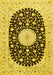 Machine Washable Medallion Yellow Traditional Rug, wshtr4666yw