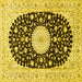 Square Machine Washable Medallion Yellow Traditional Rug, wshtr4666yw